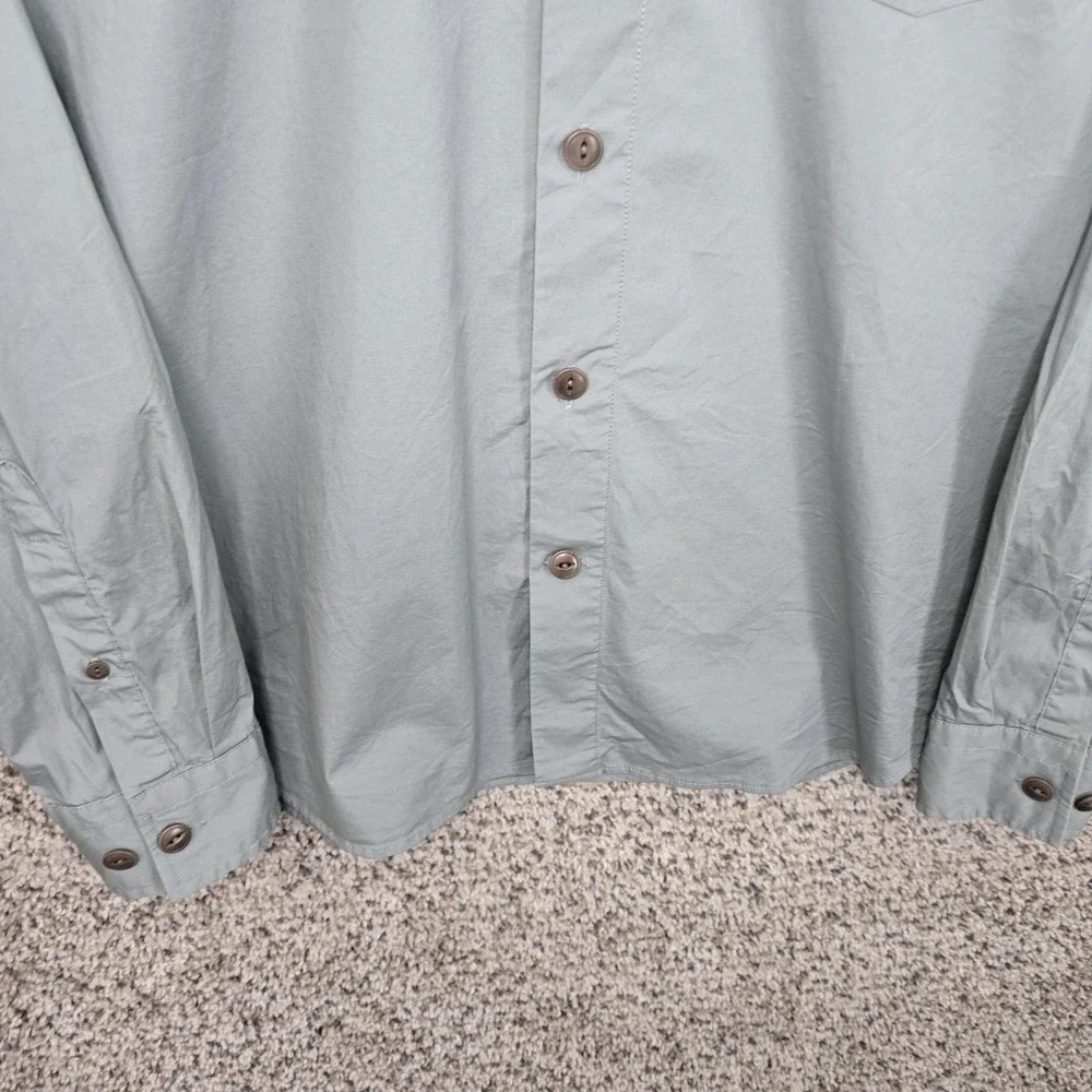 Banana Republic Shirt Mens Large Blue Gray Button Up Organic‎ Cotton Untucked